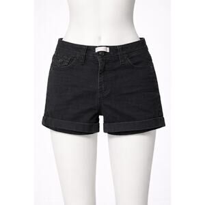 No Boundaries Women's Black Denim Shorts Cuffed Hem Juniors Jean Shorts